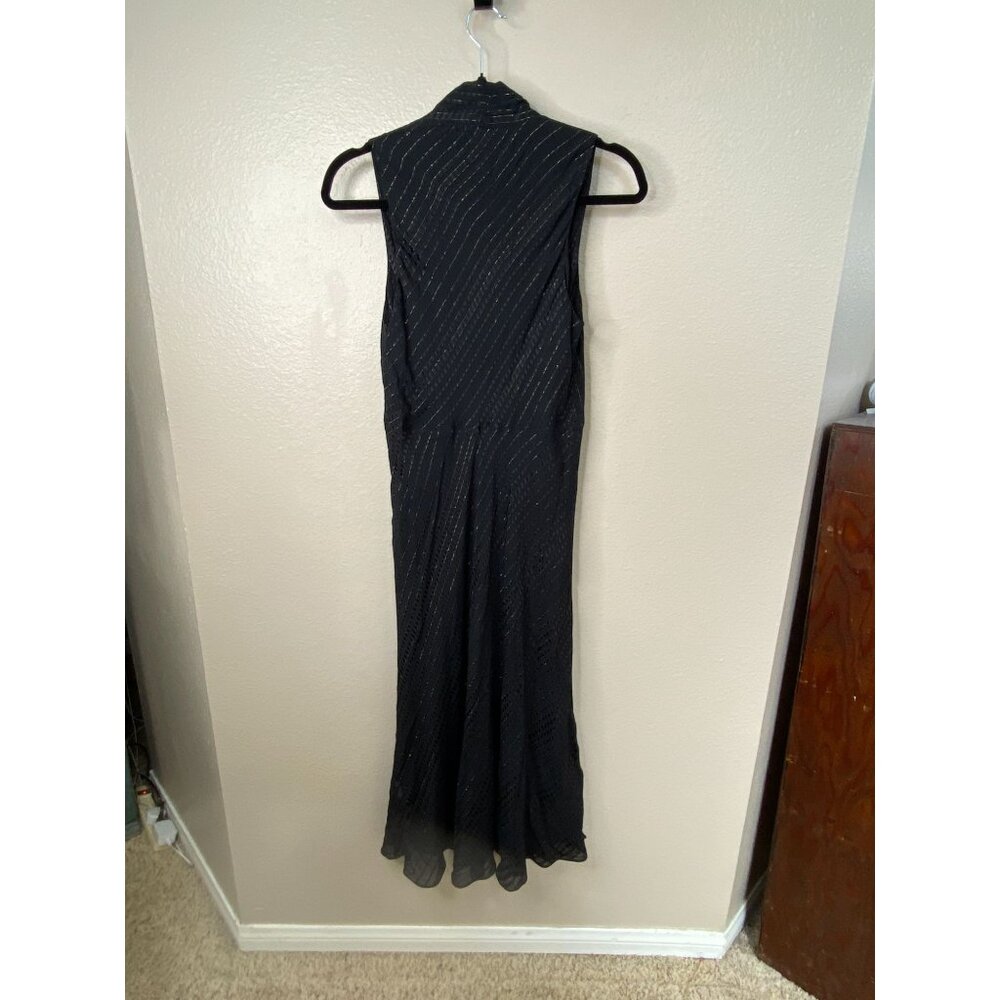 Banana Republic Womens Sleeveless Black Dress 8 Striped Metallic  Rayon Blend - Picture 3 of 7